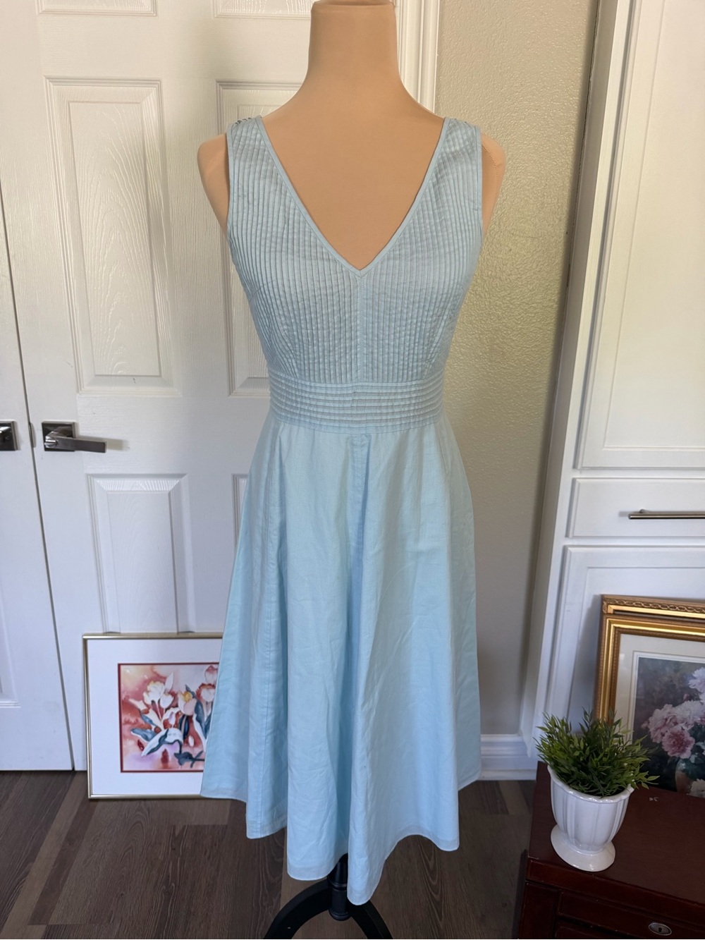 J. Crew Light Blue Sleeveless V-Neck Midi Dress